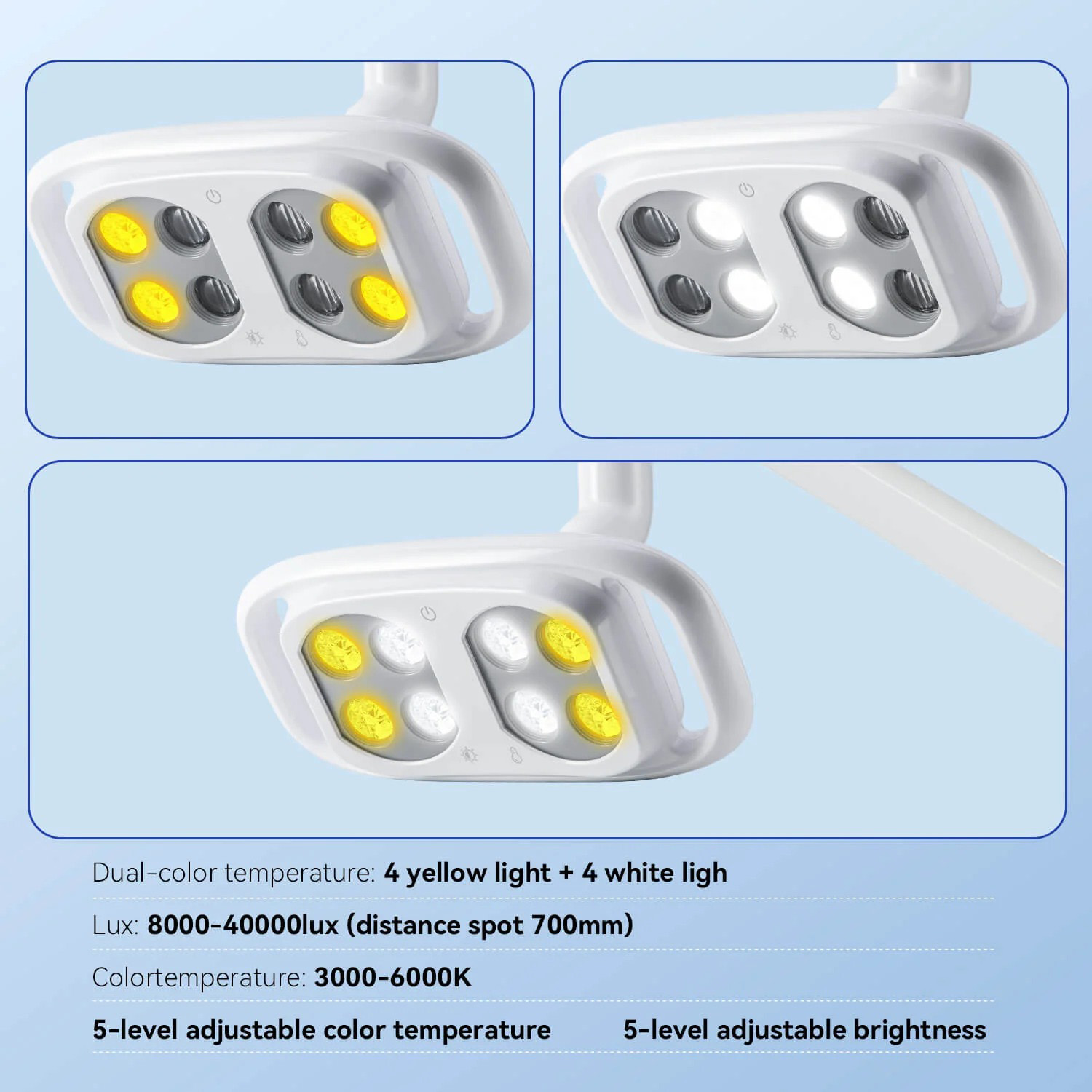 Dental Chair Light Infrared Inductive Oral Light Lamp 8LED 10W Dual-Color Adjustable